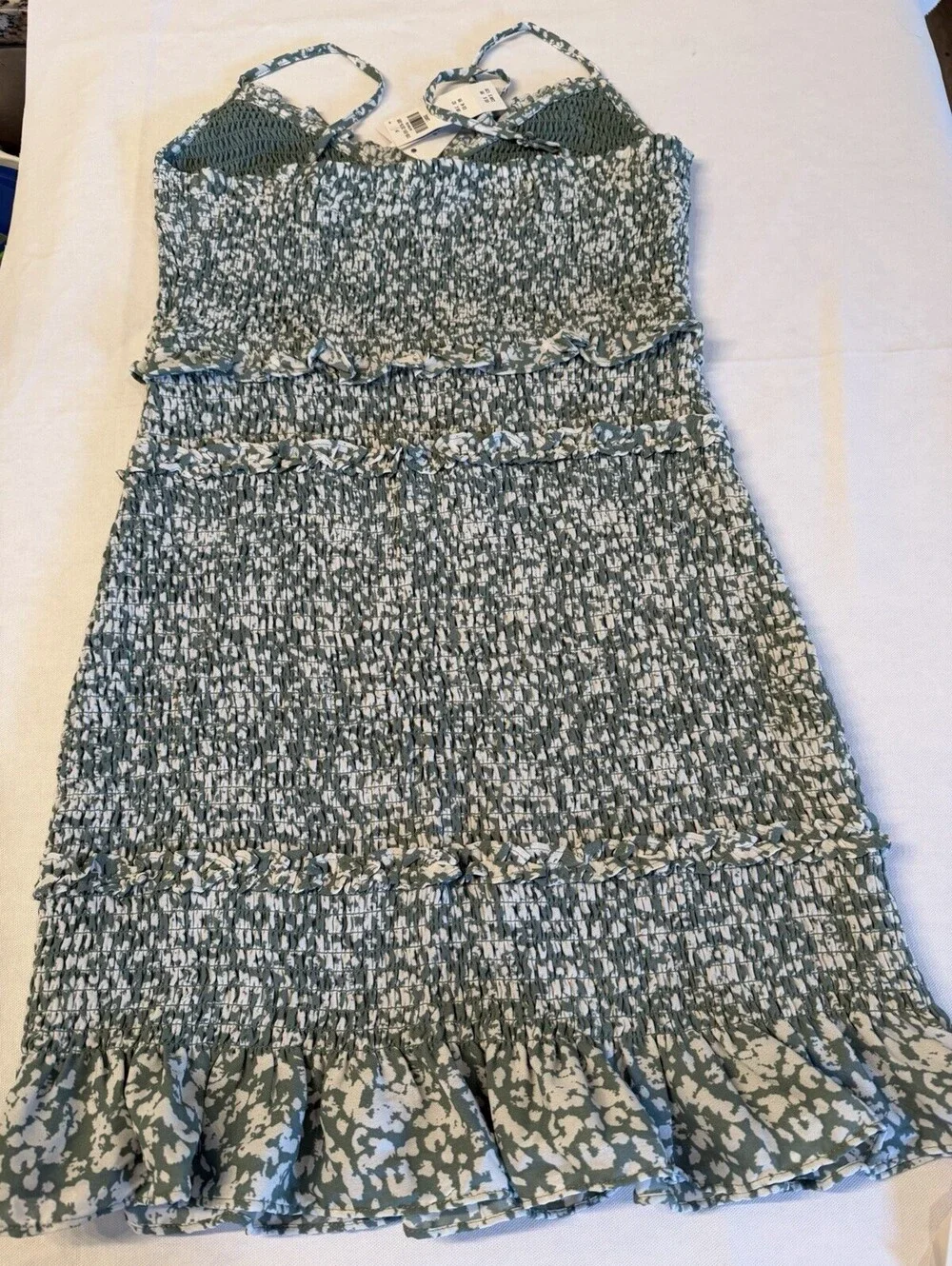Abercrombie Fitch Smocked Halter Mini Dress Sage Floral Large NWT $99